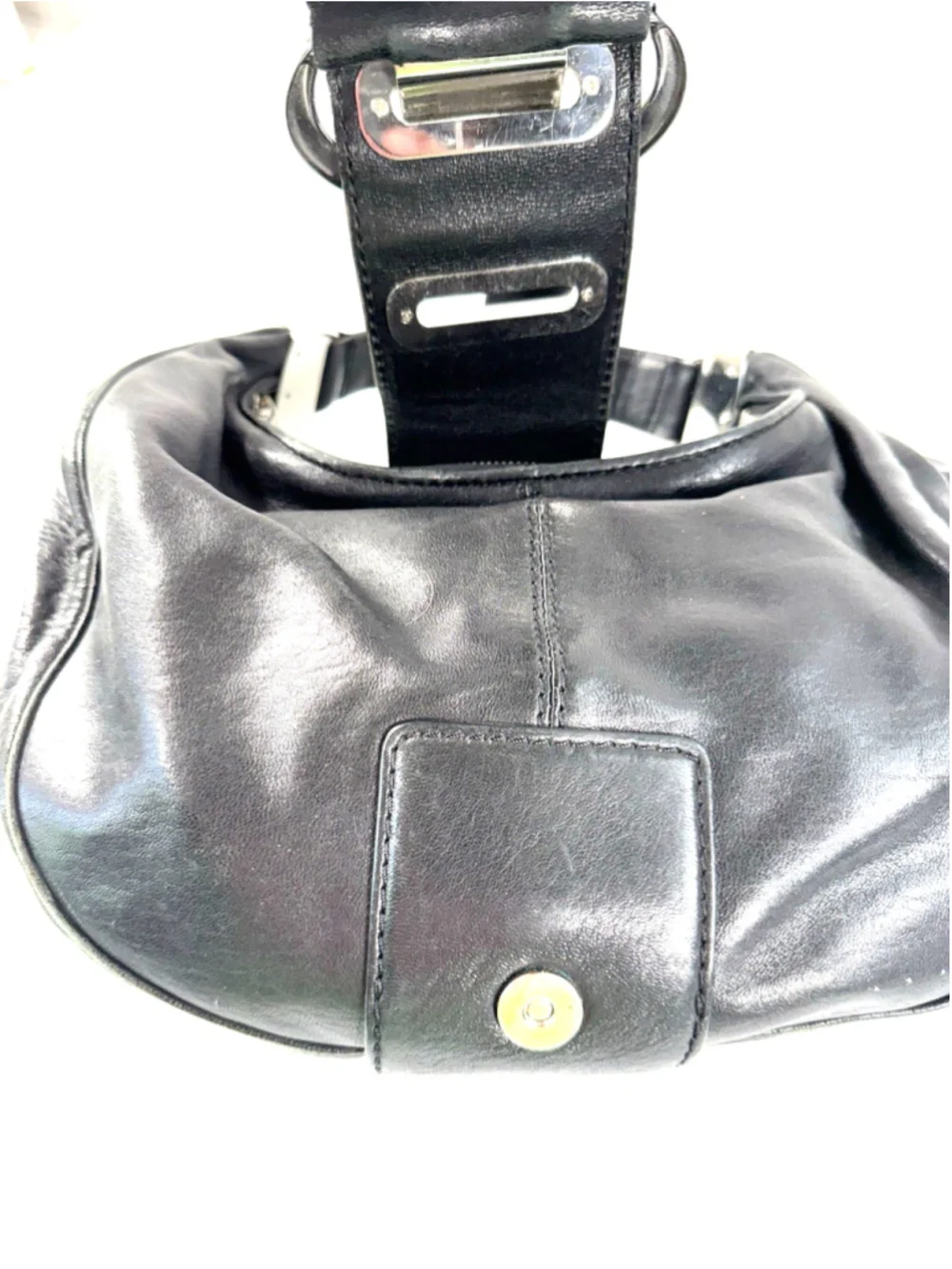MICHAEL KORS Morgan Black Leather Hobo bag Purse vintage Y2K